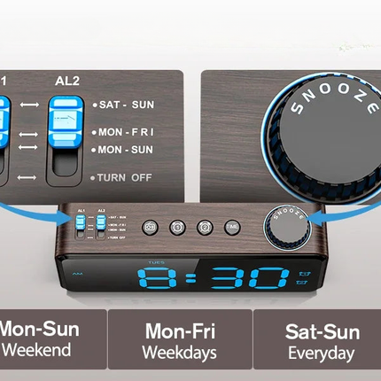Radio despertador digital alimentado por red