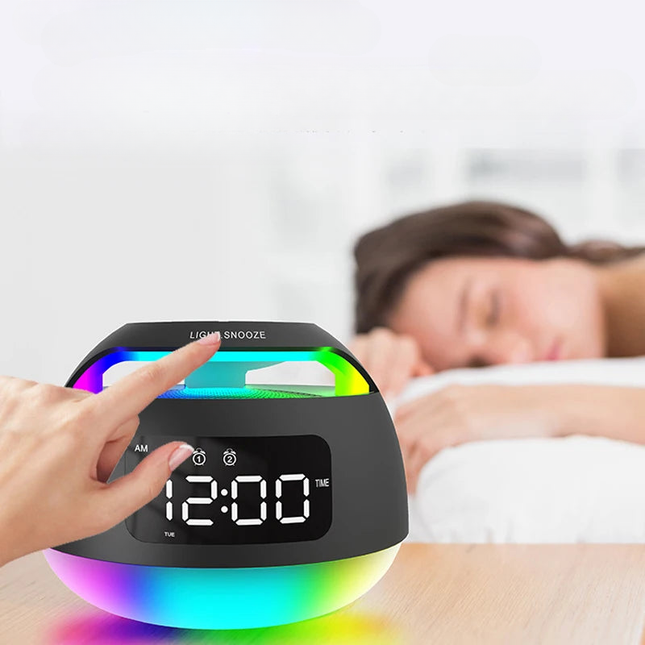 Radio despertador luminoso con altavoz bluetooth