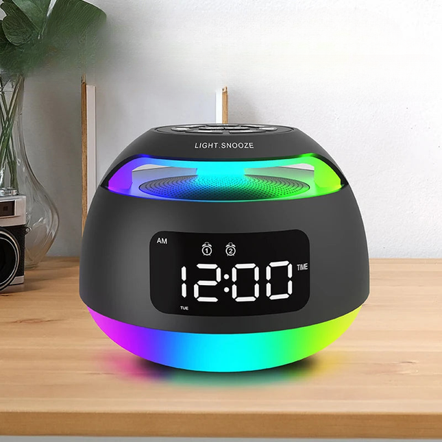 Radio despertador luminoso con altavoz bluetooth