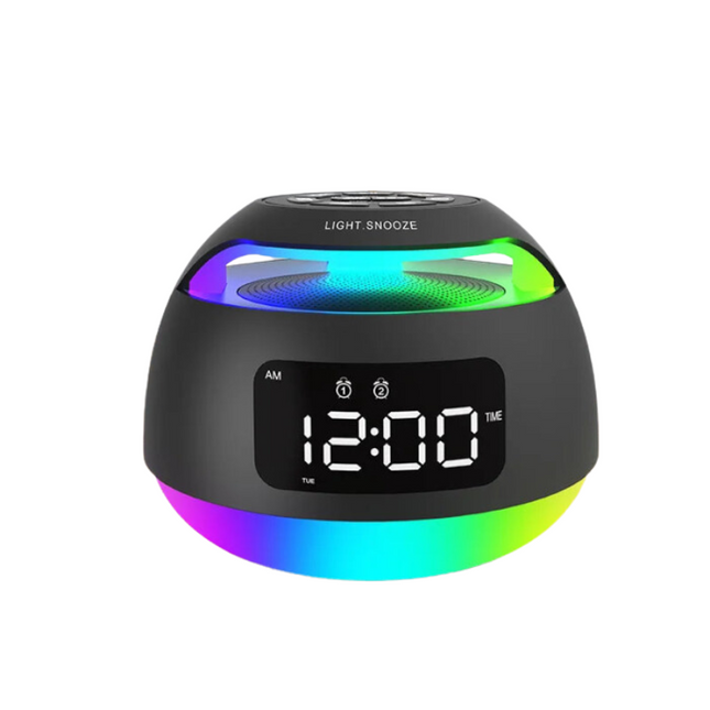Radio despertador luminoso con altavoz bluetooth