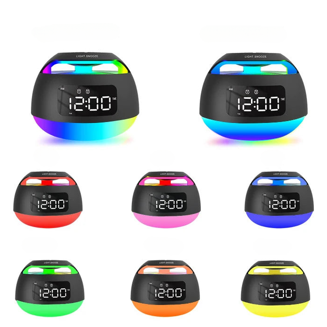 Radio despertador luminoso con altavoz bluetooth