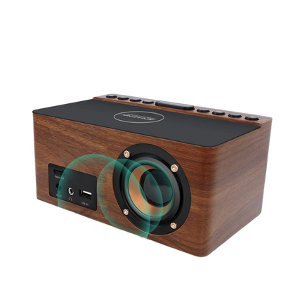 Radio despertador madera cargador inalámbrico