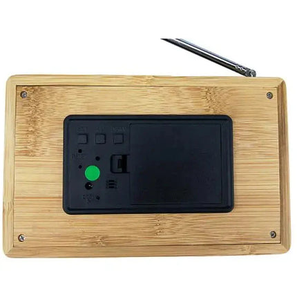 Radio despertador digital con diseño madera