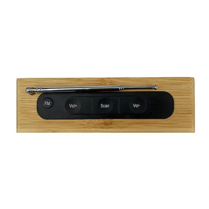 Radio despertador digital con diseño madera