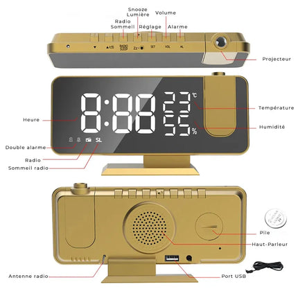 Despertador con proyector de hora original