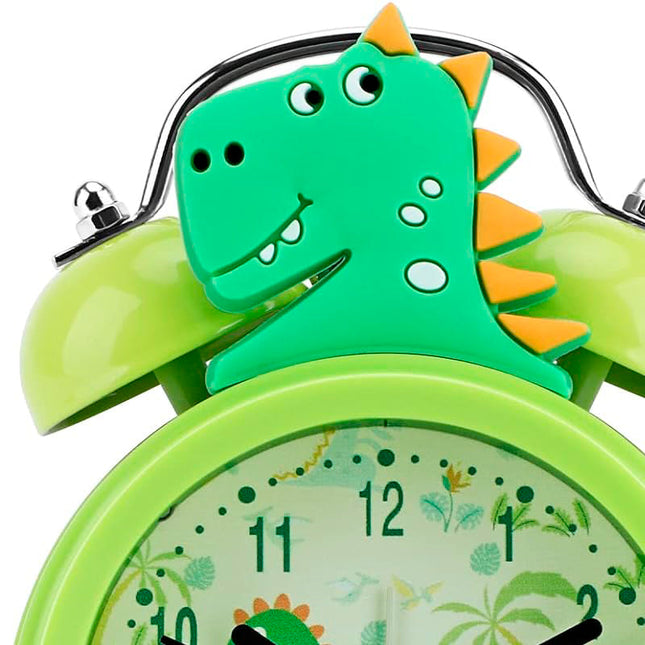 Despertador infantil de dinosaurio color verde