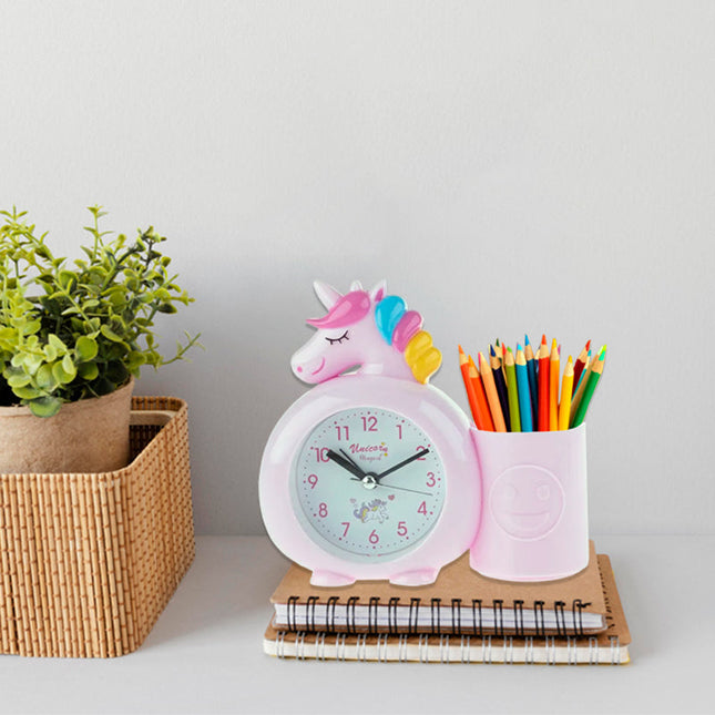 Despertador unicornio infantil con portalápices