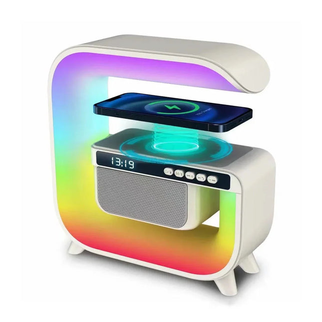 Lámpara despertador Bluetooth con carga inalámbrica