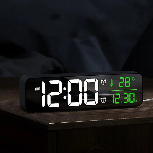 Despertador digital con fecha y temperatura