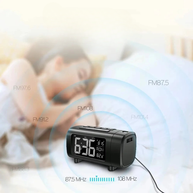 Radio despertador con proyector de hora