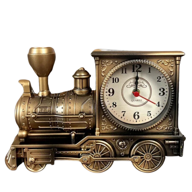 Reloj despertador vintage en forma de tren