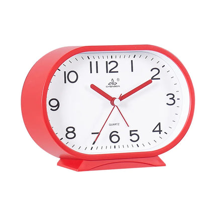 Reloj despertador analógico de forma ovalada