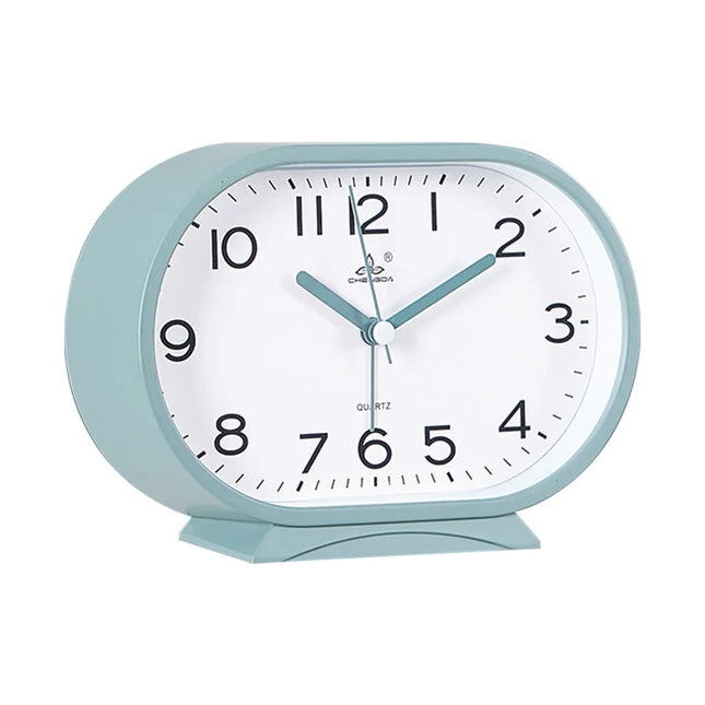 Reloj despertador analógico de forma ovalada