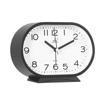 Reloj despertador analógico de forma ovalada