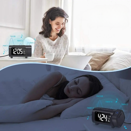 Radio despertador con proyector de hora