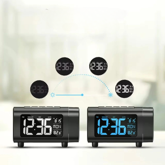 Radio despertador con proyector de hora