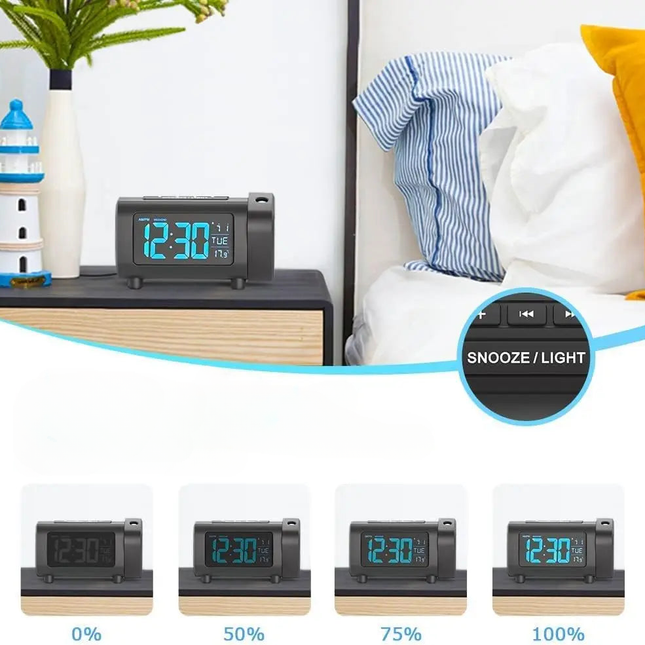 Radio despertador con proyector de hora