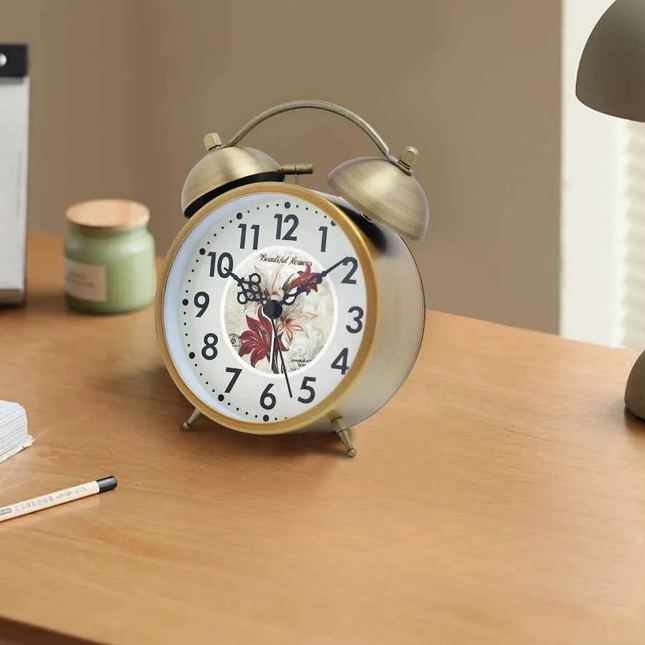 Despertador vintage floral a pilas
