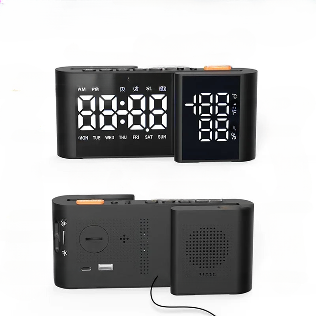 Radio despertador con indicador de temperatura