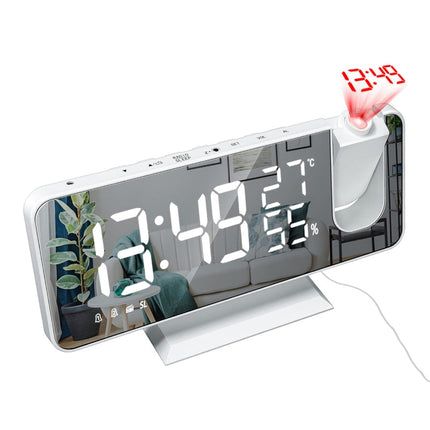 Radio despertador proyector de techo blanco