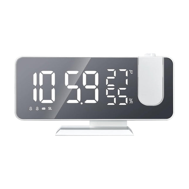 Radio despertador proyector de techo blanco