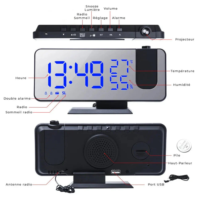 Despertador proyector de hora diseño moderno