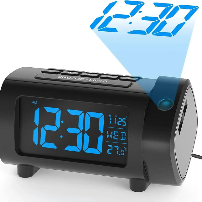 Radio despertador con proyector de hora
