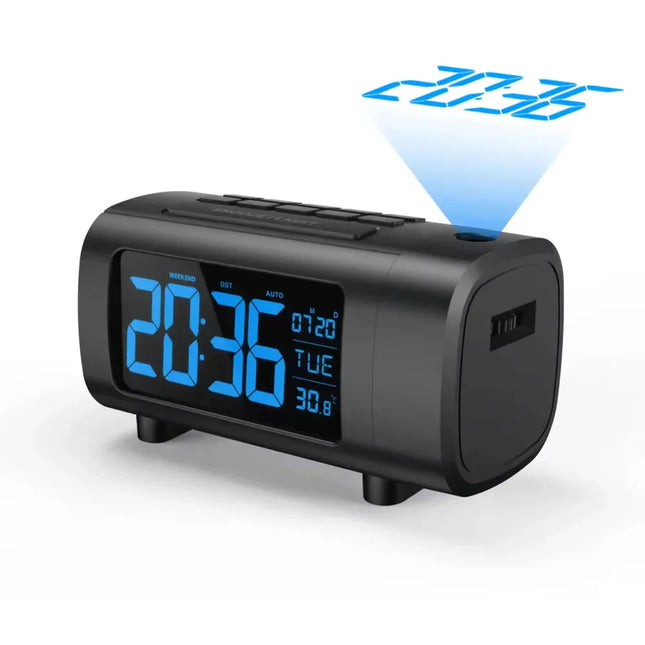 Radio despertador con proyector de hora