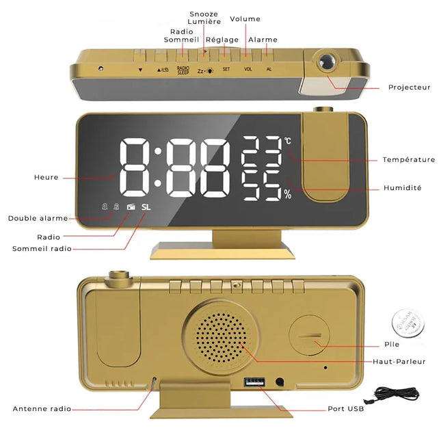 Despertador con proyector de hora original