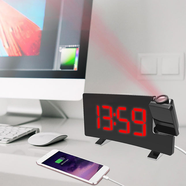 Despertador digital con proyección hora roja