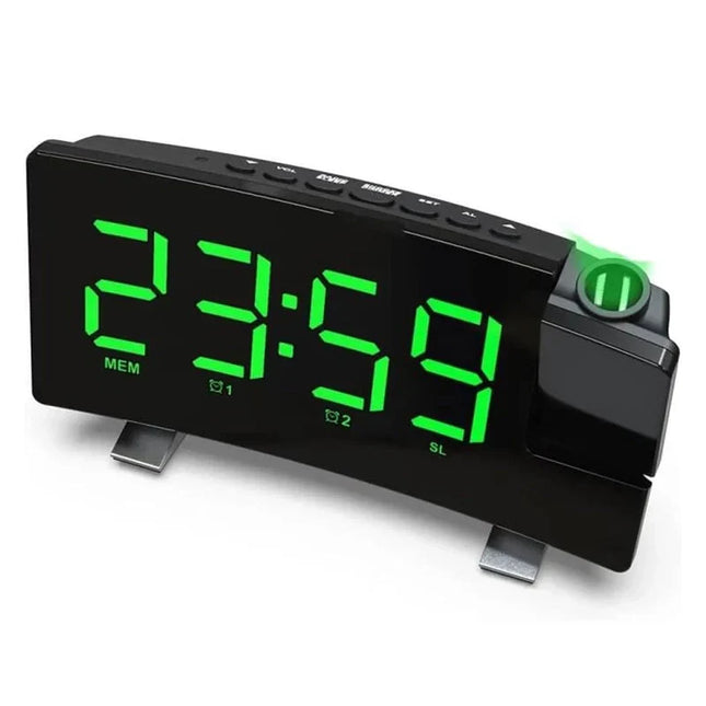 Radio despertador digital con proyector USB