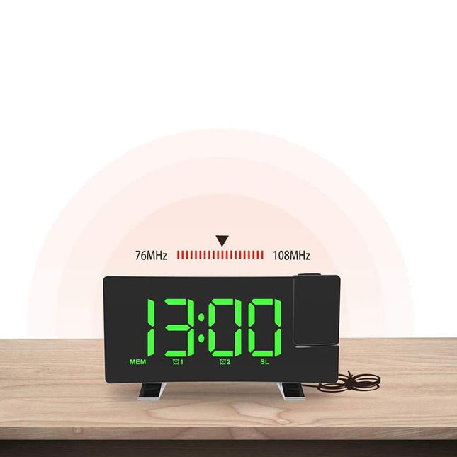 Radio despertador digital con proyector USB