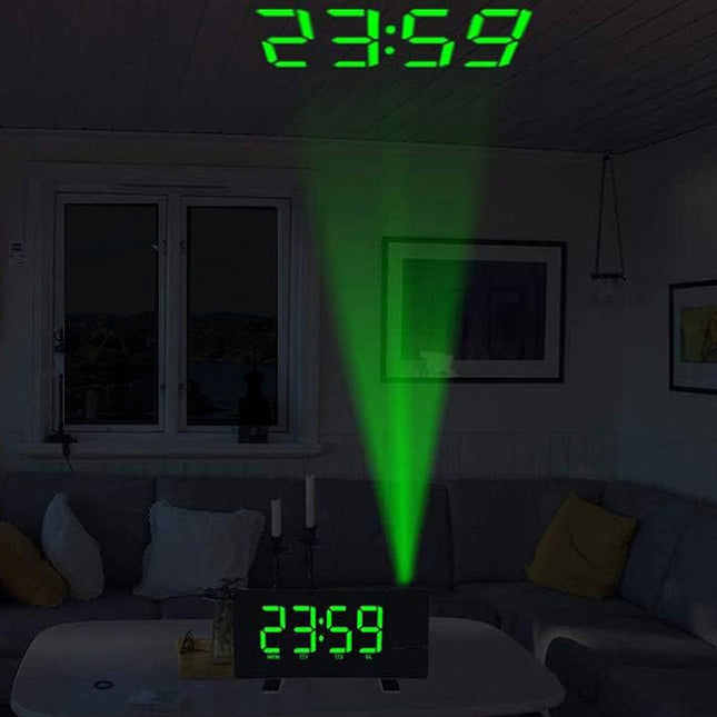 Radio despertador digital con proyector USB