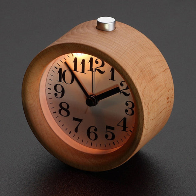 Despertador analógico redondo de madera