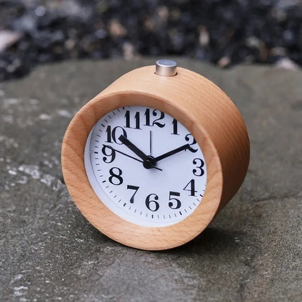 Despertador analógico redondo de madera