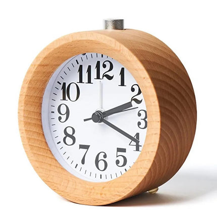 Despertador analógico redondo de madera