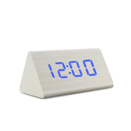 Despertador de madera blanco digital