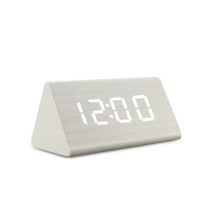 Despertador de madera blanco digital