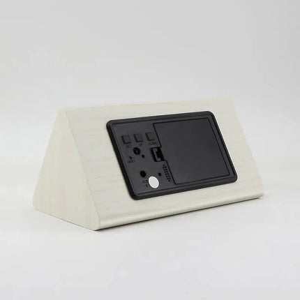 Despertador de madera blanco digital