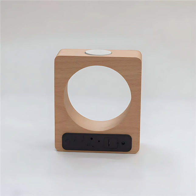 Despertador de madera con lámpara luna