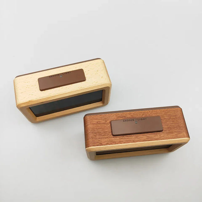 Despertador digital de madera con temperatura