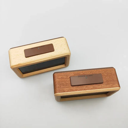 Despertador digital de madera con temperatura