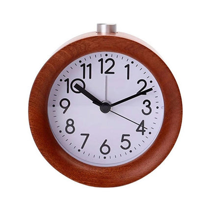 Reloj despertador analógico de madera oscura
