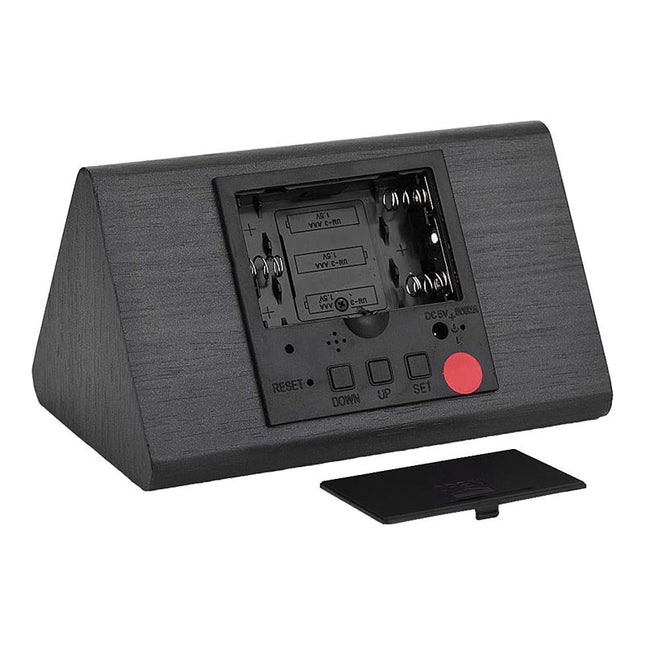 Despertador digital de madera negro