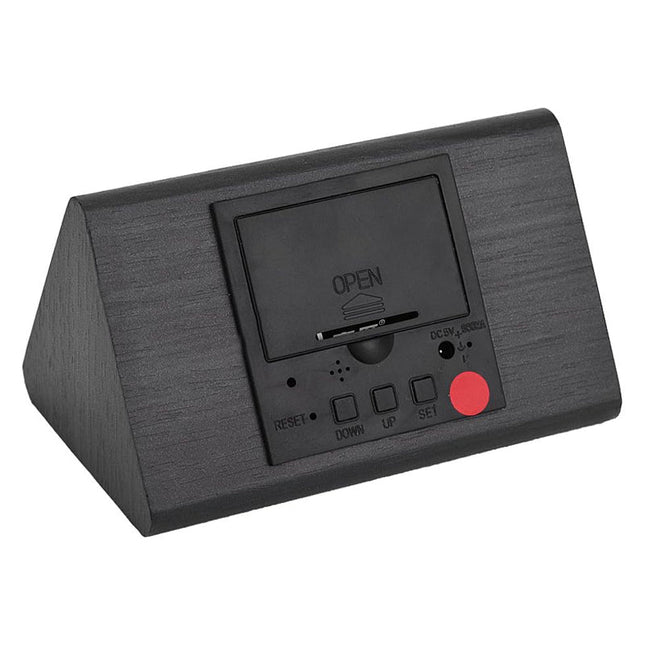 Despertador digital de madera negro