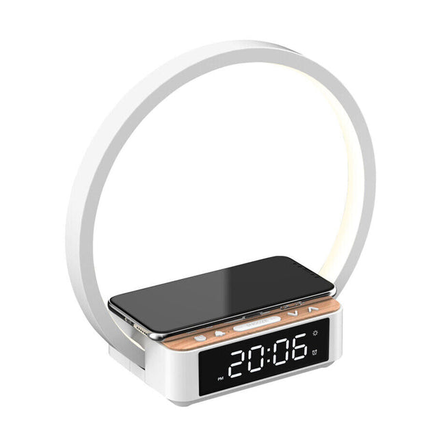 Lámpara con cargador inalámbrico y reloj