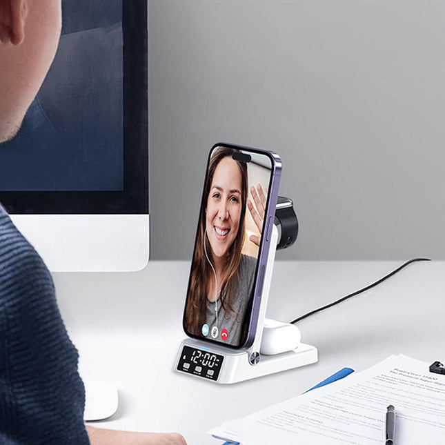 Cargador inalámbrico plegable con reloj