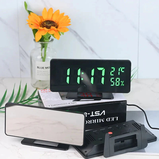 Reloj despertador digital efecto espejo
