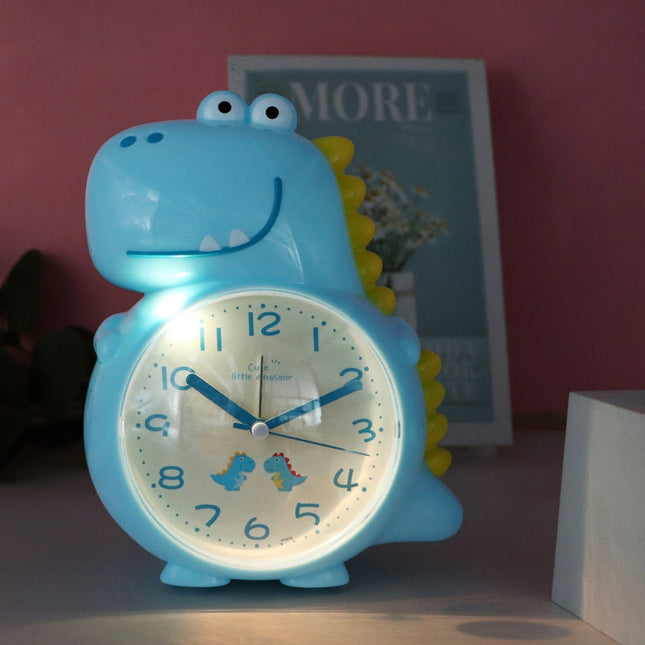 Despertador analógico de dinosaurio color azul
