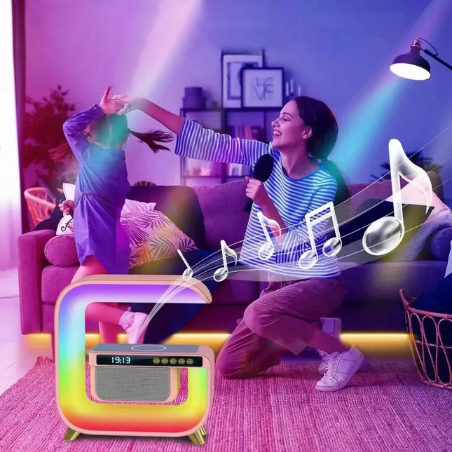 Lámpara despertador Bluetooth con carga inalámbrica